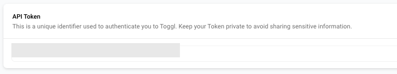 TogglのAPI Tokenの項目